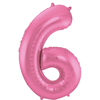 Roze Metallic Mat Folieballon Cijfer 6